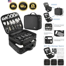 Cable Organizer Bag Waterproof Travel Electronic Storage with Divider