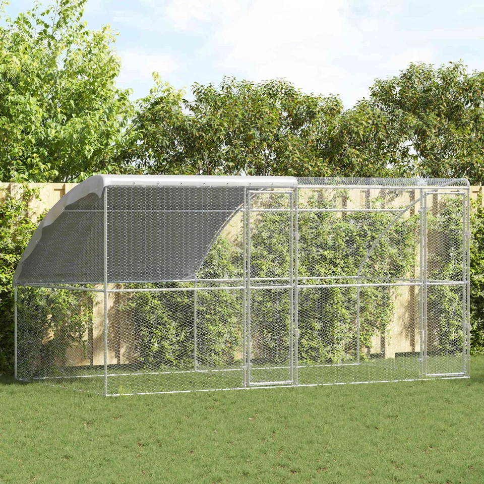 Cage à poules Argenté Acier et PE Maison moderne pour Habitat extérieur vidaXL v - Photo 4/4