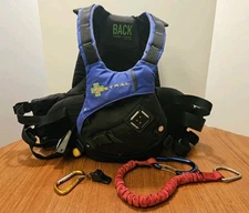 Astral Life Vest Green Jacket Blue Size Medium / Large Rescue Tether Whistle