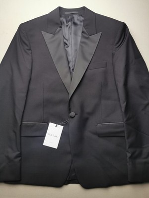 PAUL SMITH Herren UK 38S Soho Fit Wolle Mohair Smoking Abend Sakko NEU Schwarz Peak
