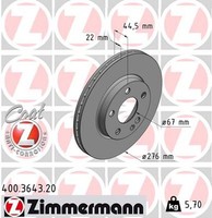 2X Zimmermann Bremsscheibe Coat Z 400.3643.20 FüR Klasse W169 W245 Mercedes 160