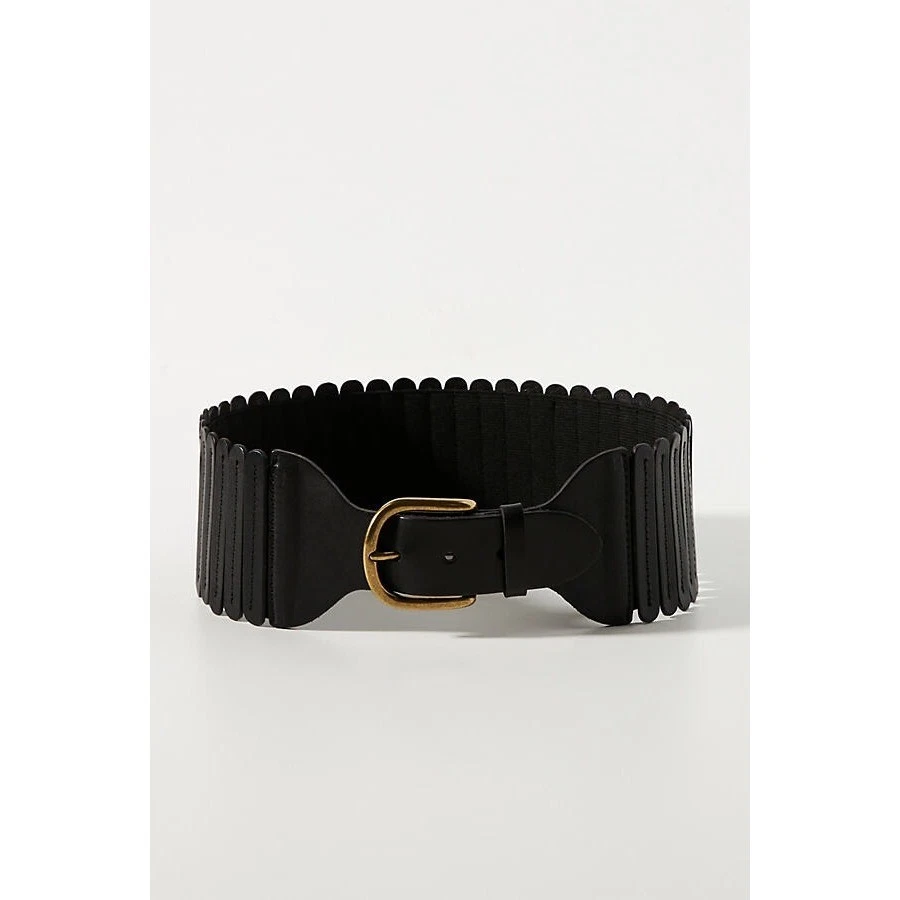 Anthropologie WIDE CORSET BELT Black Leather Wide Corset Belt | Anthropologie main image 3