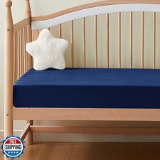 KKJIAF 1 Pcs Navy Blue Baby Crib, Fitted Crib Sheet Sheets for Boys Girls - 2