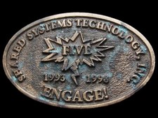 KC15152 VINTAGE 1998 SHARED SYSTEMS TECHNOLOGY, INC. BRASSTONE BELT BUCKLE