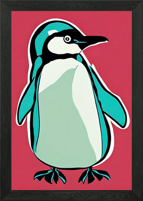 Pop Art Pinguin 01 Gerahmtes Wandbild Poster Leinwanddruck Bild