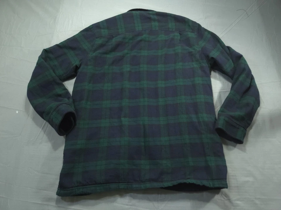 Camisa LL Bean Para Hombres Mediana Franela Verde Cuadros Tradicional Vellón Reloj Negro Foto 2 de 4