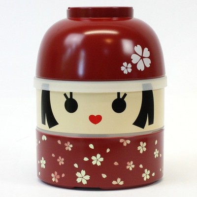 Lunchbox, Bentobox Kokeshi Onanoko (Mädchen) 2stöck.Box + Suppen- Trinkschale