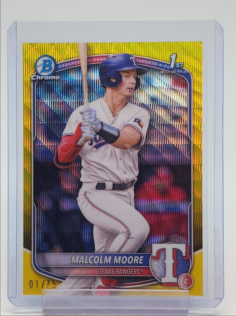 MALCOLM MOORE 2025 BOWMAN CHROME 1ST YELLOW WAVE RANGERS B 01/75 Q4920