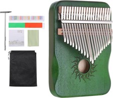 21 Keys Thumb Piano, Green Mini Portable Finger Piano Maple Wood