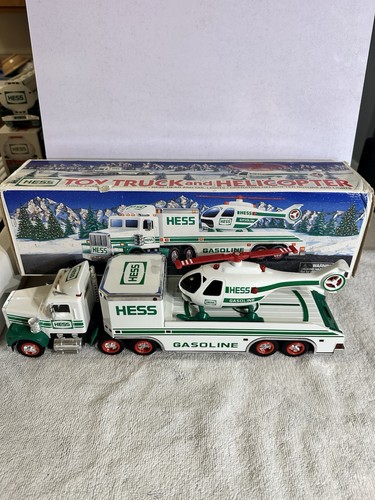 Hess Toy Truck and Helicopter 1995 Original with Box Gas & Oil Theme