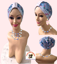 Fancy Looking turban Chemo Hat Hair Loss Multicolor Small flowers FREE SHIPPING