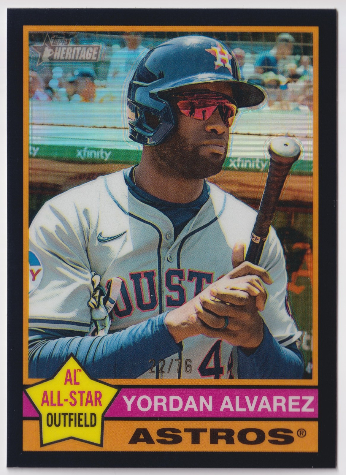 2025 Topps Heritage #500 Yordan Alvarez Chrome Black Refractor #/76 Astros