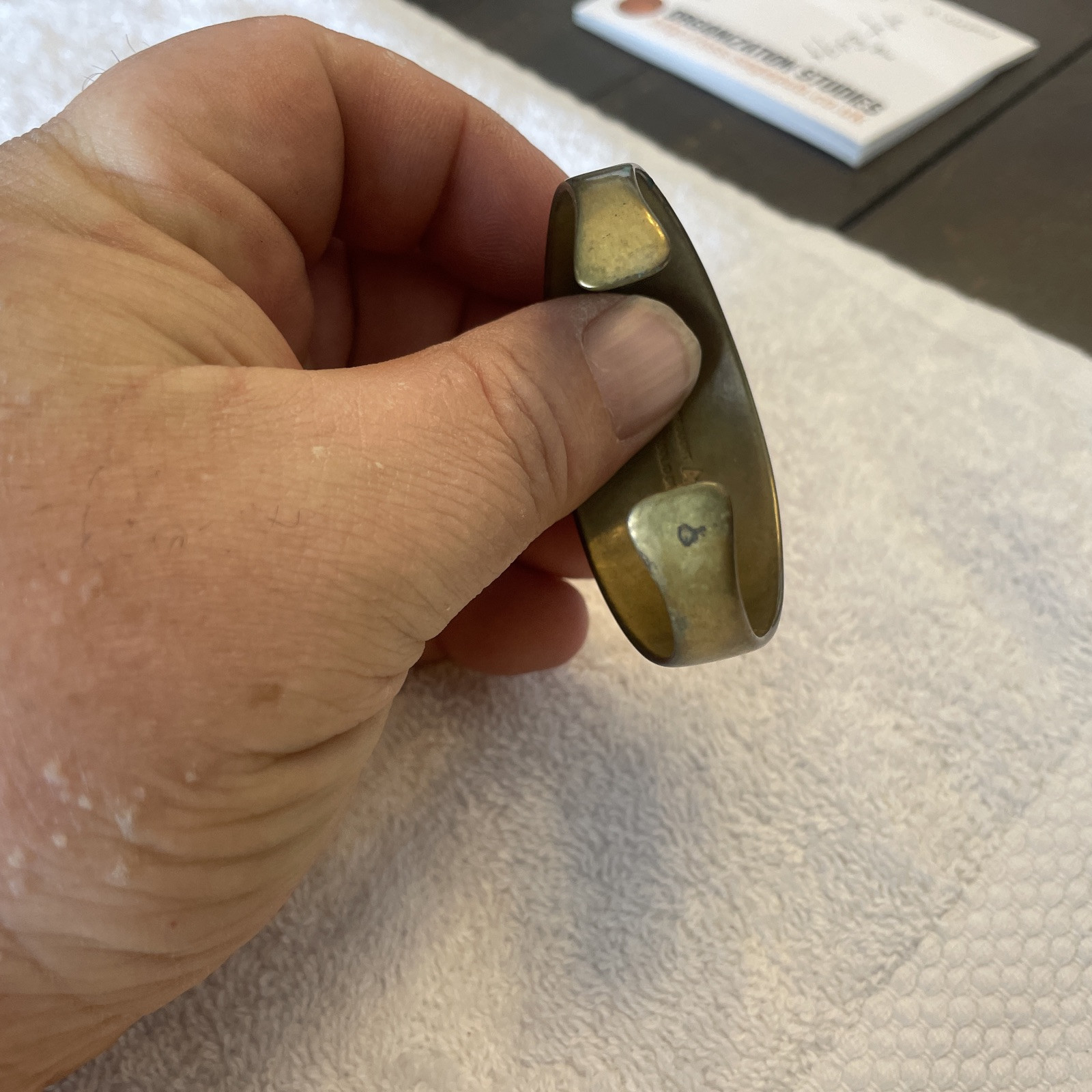 Hand-wrought solid brass cuff bracelet - image 8