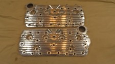 Navarro Flathead Ford 8ba Finned Polished Aluminum Cylinder Heads Performance V8