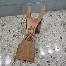 Rustic Wooden Boot Jack Horse Etched Western Boot Remover Handcrafted Cowboy