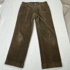 Vintage Polo Ralph Lauren Brown Corduroy Pants Made in Italy 33X28 Pleated Front