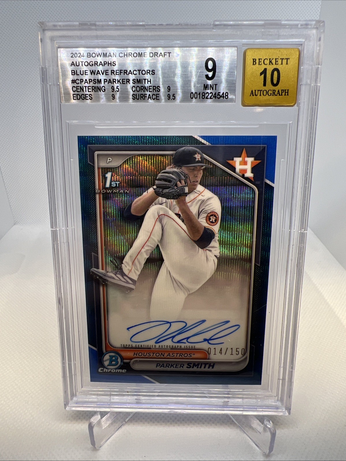 2024 Bowman Chrome Draft PARKER SMITH 1st Rookie BLUE REFRACTOR AUTO #/150 RC SP