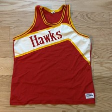 Vintage 1980s Atlanta Hawks Sand-Knit Jersey Red Size L Blank 1982-1986