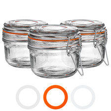 Glass Storage Jars Airtight Clip Top Lid Food Preserve Preserving Jar 125ml x3