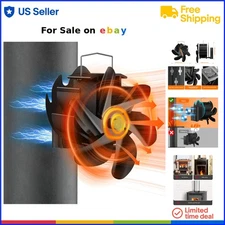 Heat Powered Metal Stove Fan 6 Blades Magnetically Pipe Mounted Silent Hot Ai...