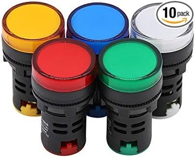 10Pcs White LED Indicator Light, 110V, 22mm Mounting Hole, Energy Saving