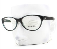Chanel Eyeglasses Glasses ch3309Q 1570 Glossy Crystal Teal Blue 53mm with Pouch