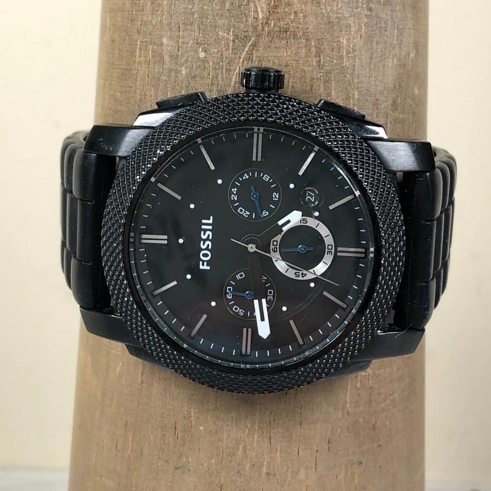 Fossil Men FS4487 Machine Fashion Chronograph Rubber Quartz 45mm Watch 7 3/4" - Image 2 of 4