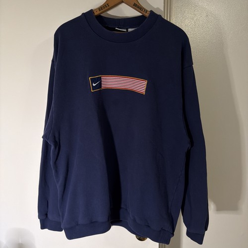 Vintage Nike Sweatshirt Size L Team USA Flag Patch Crewneck 90s 2000s Soccer