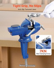 Bench Vise, 3 Inch, Portable Workbench Vice with 360  Swivel Base, Quick Releas