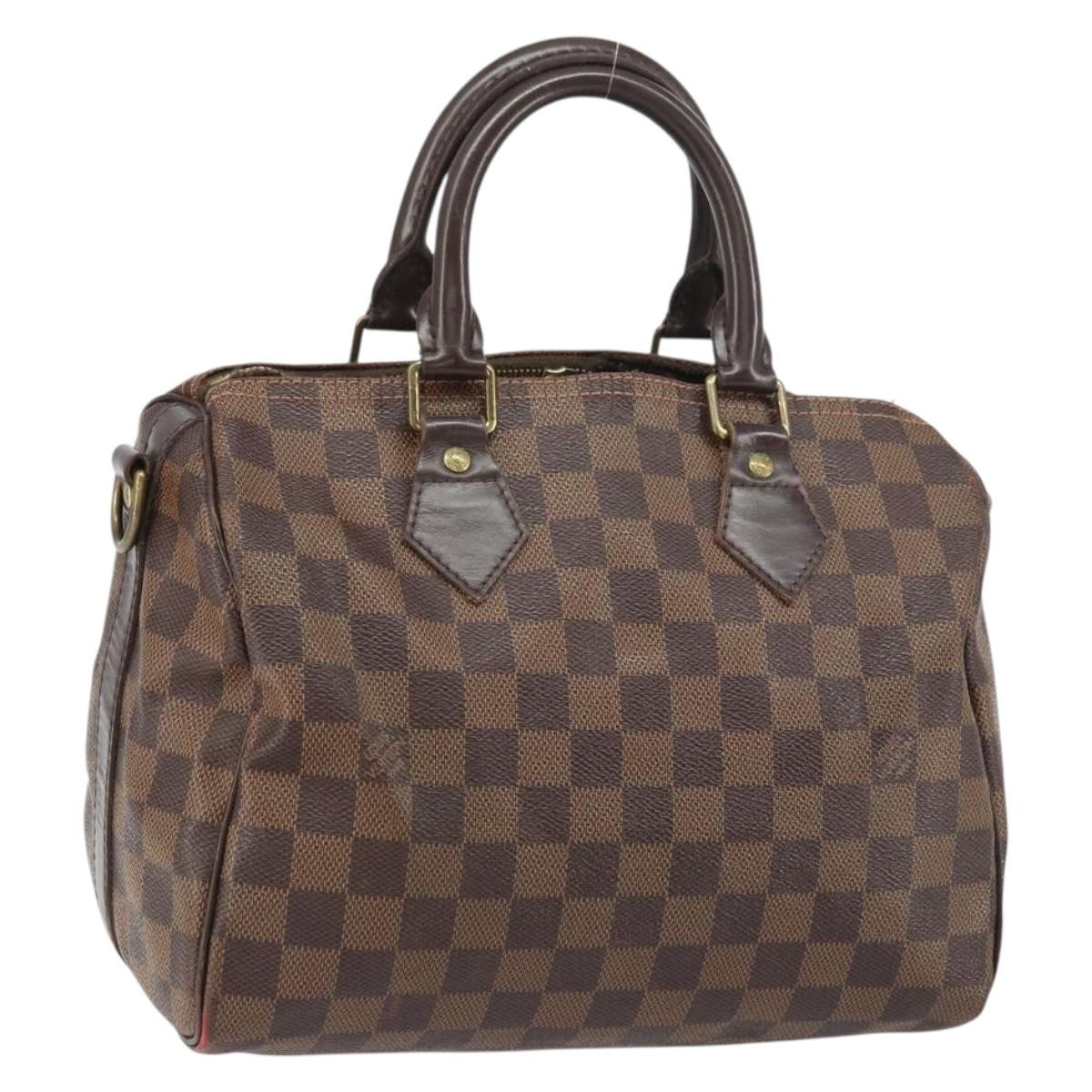 LOUIS VUITTON Damier Ebene Speedy Bandouliere 25 Hand Bag N41368 LV Auth 160156