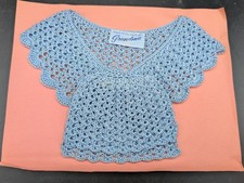 2 piece Vintage Collar Hand Crochet and Snap on flourish option Blue
