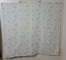 Luvable Friends Elephant Cotton Baby Swaddle Blanket White Aqua Blue Gray