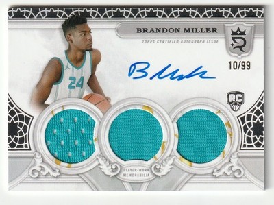 2023-24 Topps Royalty ON CARD AUTO Triple Patch Brandon Miller /99 Hornets RPA