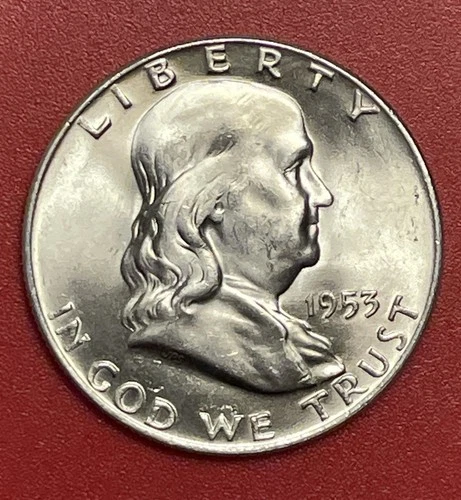 1953 D Franklin Silver Half Dollar, Choice/Gem Uncirculated.
