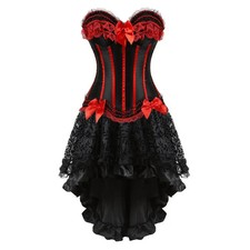 Corsets Dress With Skirt Irregular Costumes Striped Lace Up Corset Bustier Tank
