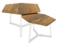 Couchtisch 2Er Set Beistelltisch Satztisch Wohnzimmer Massivholz Tischplatte Vol
