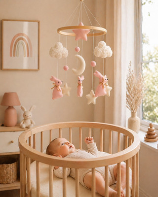 Pink Bunny Baby Mobile Nursery Decor Baby Shower Gift