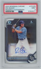 2022 Bowman Chrome Prospects  auto PSA9 Dru Baker Tampa Bay Rays #BCP-176