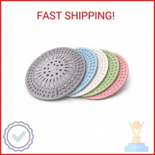 Shower Drain Hair Catcher - 5 Pack Anti-Slip TPR Silicone Drain Covers for Bathr