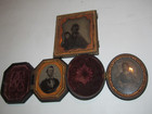 3 ANTIQUE PORTRAT FRAMED PICTURES MAN WOMAN CHILD PHOTO CASE