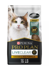 Purina Pro Plan LiveClear Allergen Reducing Adult Dry Cat Food Chicken Rice 16LB