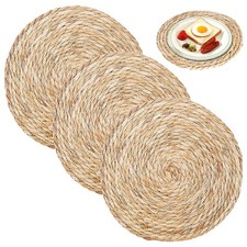 Tischset Rund Geflochtene Wasserhyazinth Untersetzer 3 St&uuml;ck Esstisch 20 cm