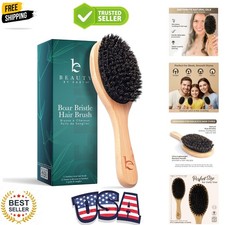 Boar Bristle Hair Brush for Women and Men, Natural 100 Soft Boars Hairbrush ...