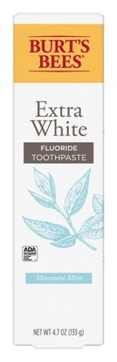 (2 PACK) Burts Bees Toothpaste Extra White 4.7 Ounce Mountain Mint