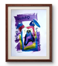 Original Art Protector 14x11  Abstract Expressionist Painting Paper