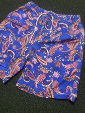 Polo Ralph Lauren Swim Shorts Trunks L Pony Floral Paisley Retro Blue 90s VTG