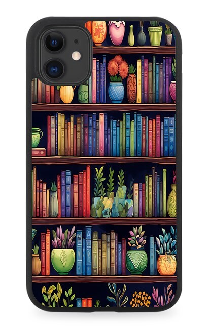 Book Lover Rubber Phone Case Books Story Shelving Picture Photo