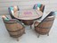 mid century whiskey barrel table & swivel chairs - chess checkers dominoes cards