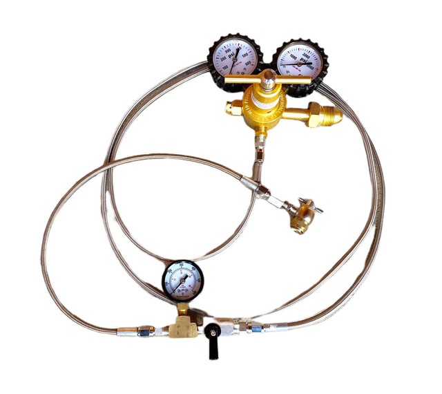 Shock Nitrogen regulator w/ 8 ft stainless w/ no loss chuck 600 Psi Fox