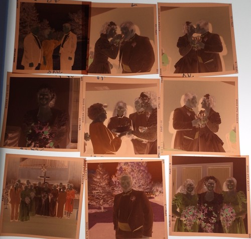 #45 Lot 99 Vtg COLOR Snapshot Photo NEGATIVES Family WEDDING Party Ceremony - Picture 10 of 17